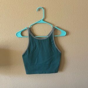 Athleta Teal and Gray Ribbed Crop Tank